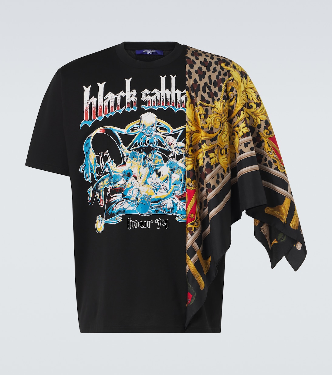 

Футболка Black Sabbath из хлопкового джерси с капюшоном Junya Watanabe, Blk X Nv/Yl/Brn