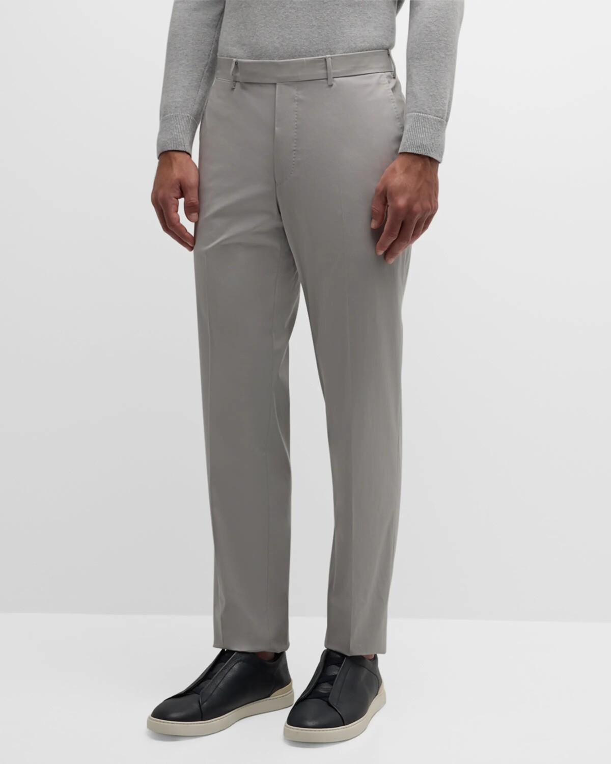 

Мужские классические брюки из хлопка премиум-класса ZEGNA, цвет Light Gray Solid