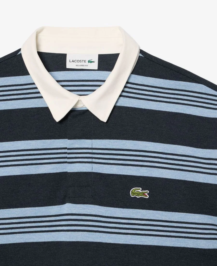 Мужская поло-рубашка свободного кроя в полоску пике для регби Lacoste, aphylla/черныйbird — фото 2