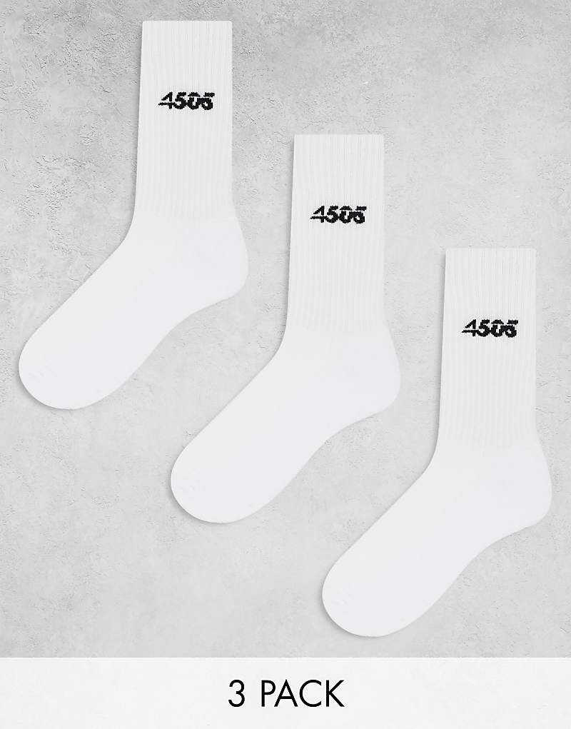 

ASOS 4505 – Icon – Набор из 3 антибактериальных спортивных носков белого цвета =