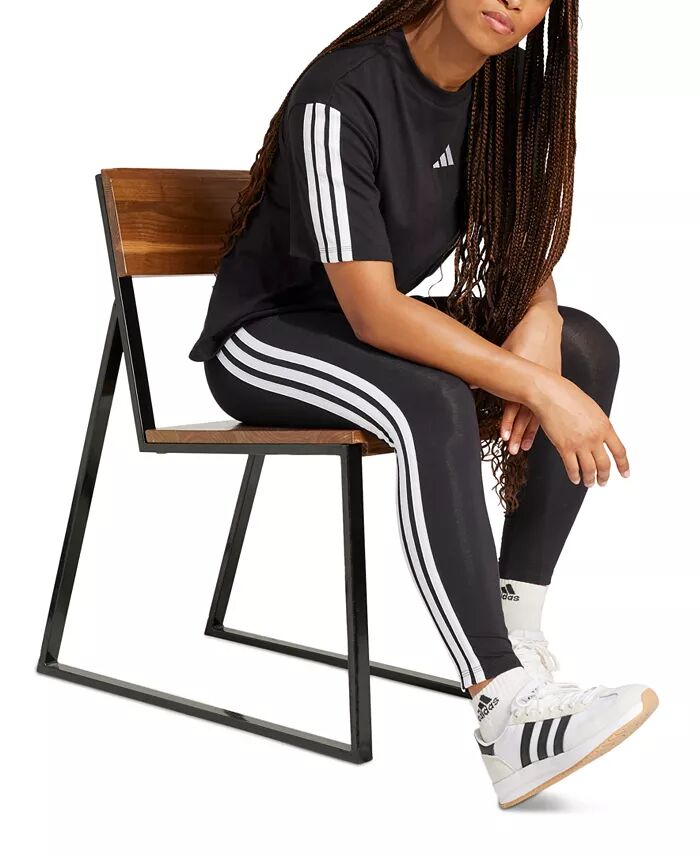 Женские облегающие леггинсы полной длины с высокой посадкой adidas, черный — фото 3