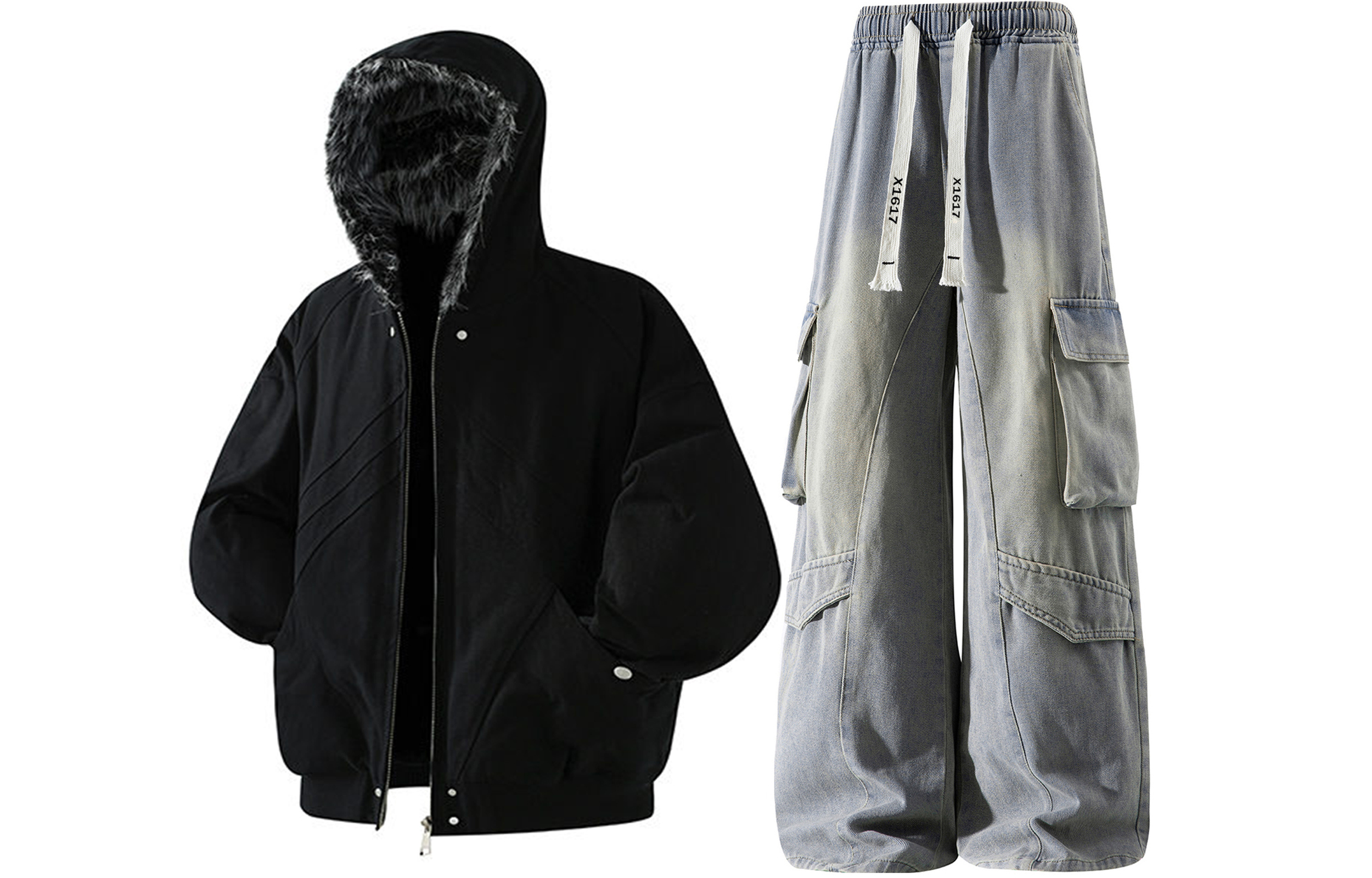 

Толстовка Casual Sportswear утепленная с флисовой подкладкой X1617, черный padded jacket+желтый mud pants