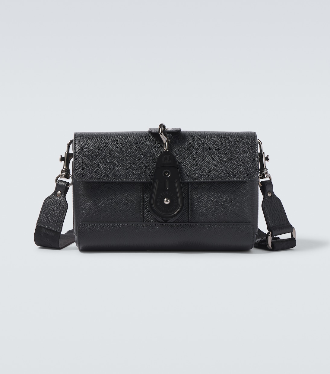 

Стильная кожаная сумка через плечо Christian Louboutin, Black/Black/Black