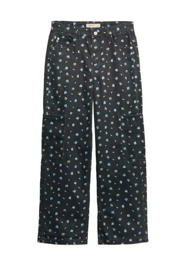 Джинсы с цветочным принтом Relaxed fit jeans Marks & Spencer Mix, черный — фото 4