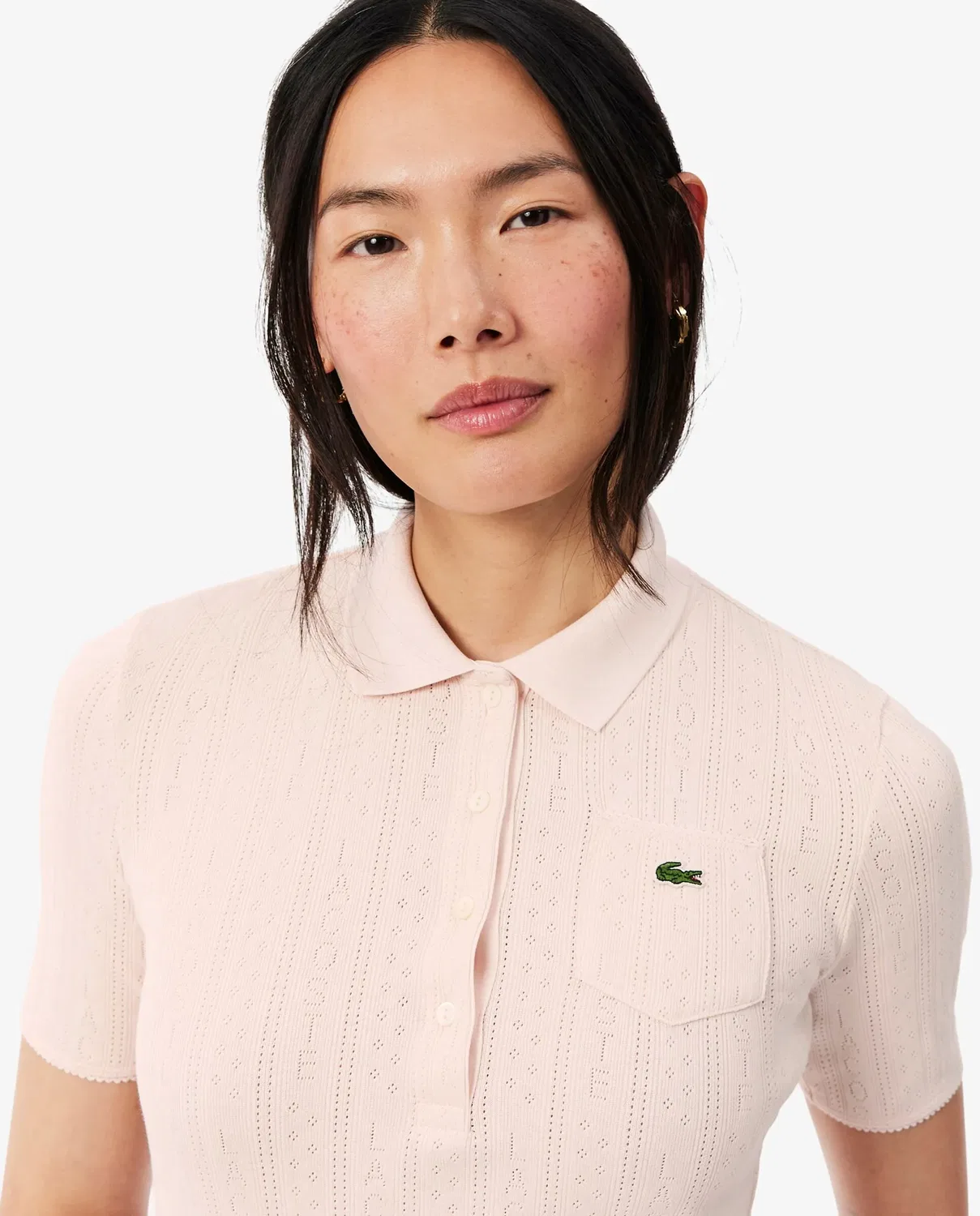 Поло Lacoste Rosa с принтом pointelle — фото 3