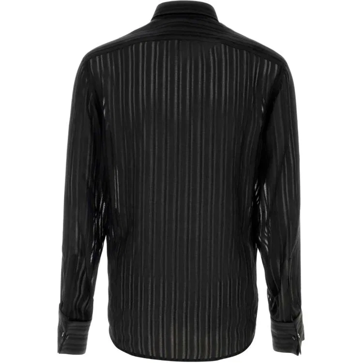 Мужская рубашка с отложным воротником прямого кроя Black GUCCI — фото 3