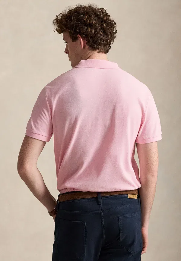 Футболка поло хлопковая The iconic mesh polo shirt Polo Ralph Lauren, Bath Pink, розовый — фото 3