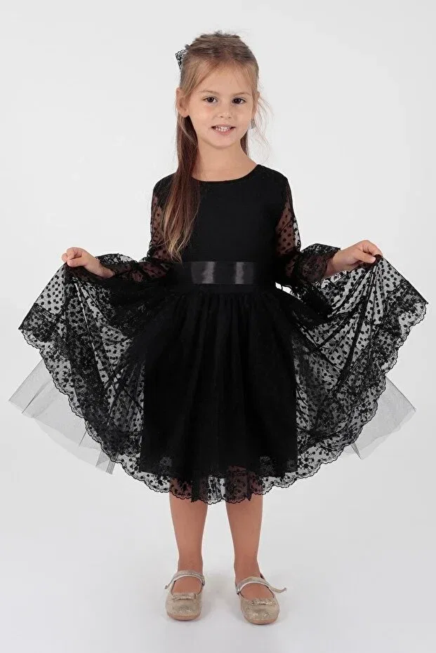 Детское платье для девочек с коротким рукавом Ahengim, Black