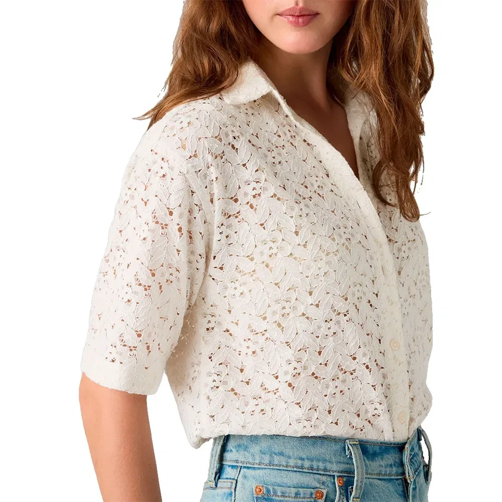Женская хлопковая рубашка с кружевом Harlie Levi's, White — фото 4