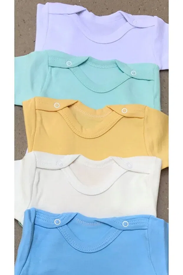 Детское боди-комбинезон с коротким рукавом Snap fastened badi short sleeve pack of 5 Bebedino, White, Green, Yellow, Cream, Blue — фото 4
