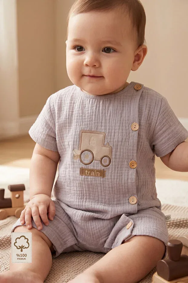 Детский комбинезон хлопковый Minory Baby, Gray — фото 3