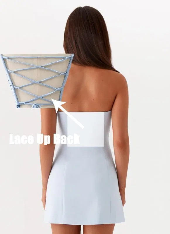Женское атласное мини-платье без бретелек с 3D цветами, Navy Blue — фото 4