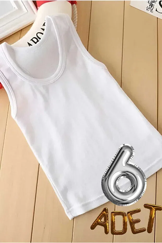 Детское для мальчиков белье хлопковое Combed cotton rib boys undershirt quality cotton production pack of 6 Mostess, White — фото 3
