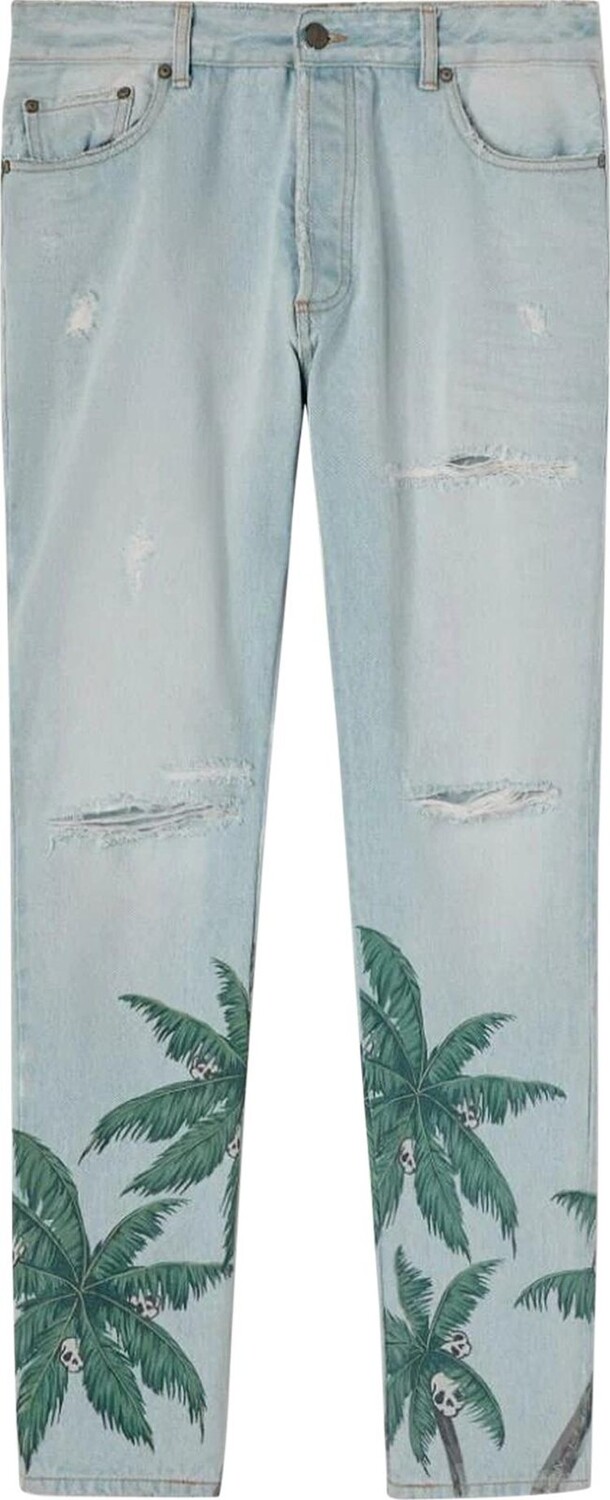 

Джинсы Palm Angels Light Wash Palms Reg 5 Pocket Jean 'Light Blue', синий