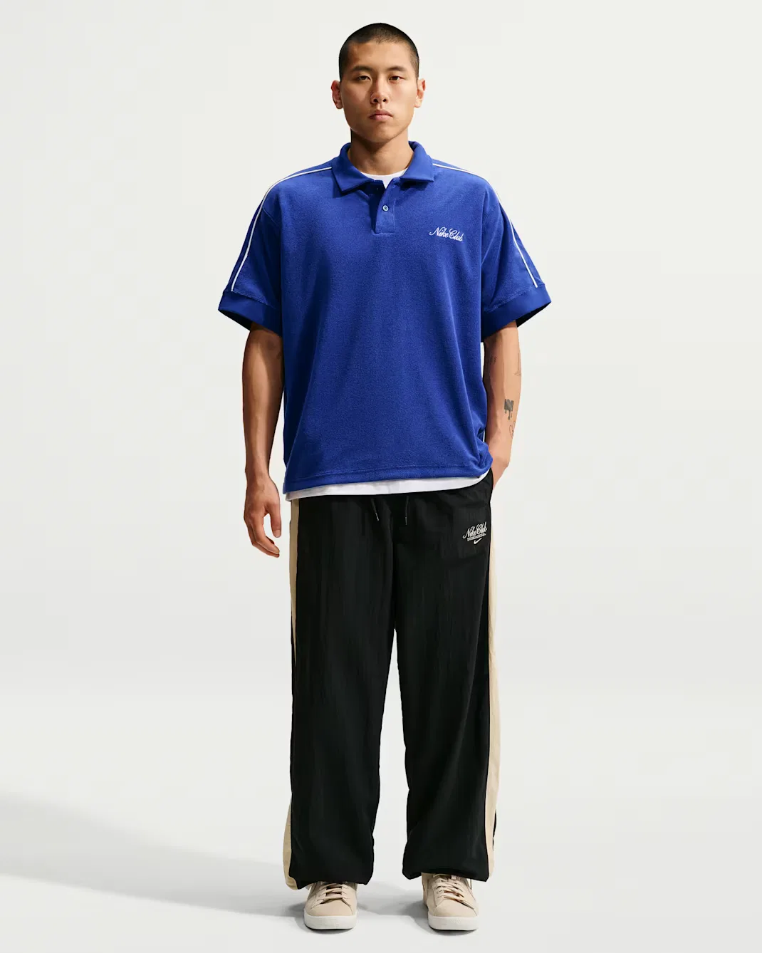 Мужская рубашка поло из французского махрового трикотажа Nike Sportswear Club, Deep Royal Blue/Phantom/White/Phantom — фото 4