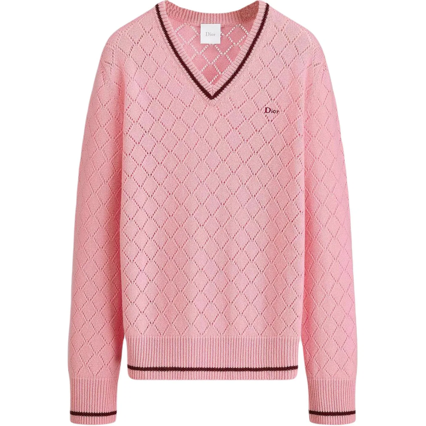 Свитер из кашемира, V-образный вырез, умеренный прямой крой, DIOR, Pink