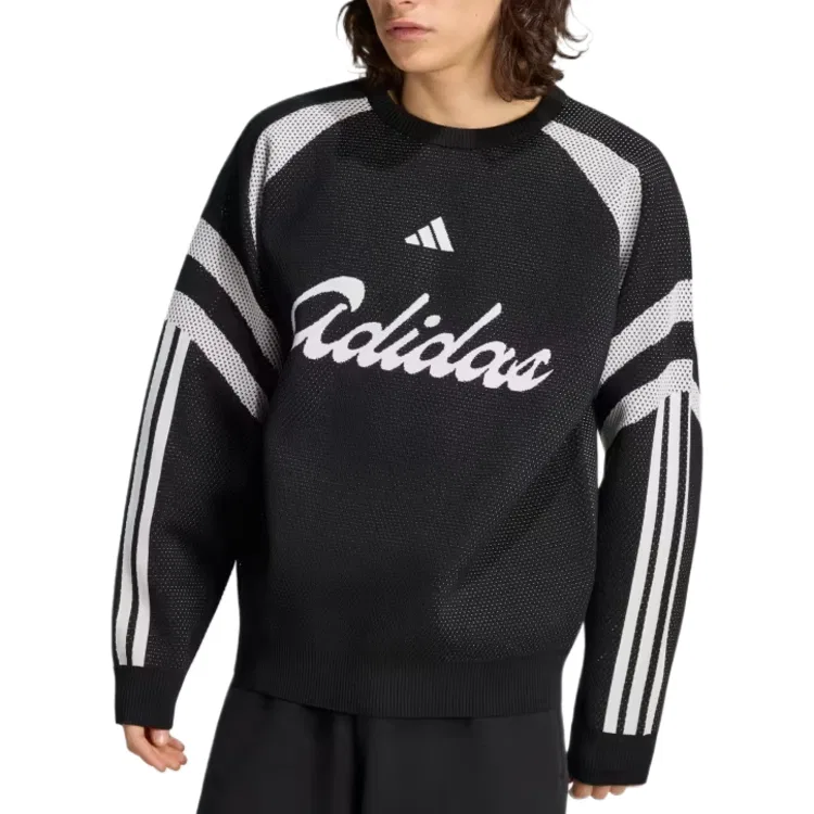 Мужской свитшот с круглым вырезом Black/White Adidas — фото 3