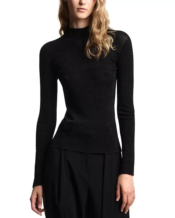 Женский свитер с принтом Shimmer rib Emporio Armani, черный