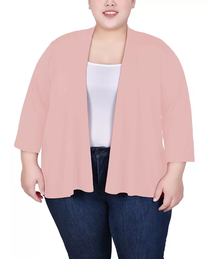

Кардиган с запахом и открытой полой Plus Size NY Collection, розовый