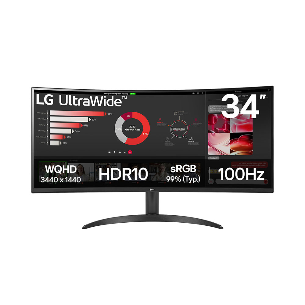 

Монитор изогнутый LG 34WR50QK, 34", 3440x1440, VA, 100 Гц, чёрный