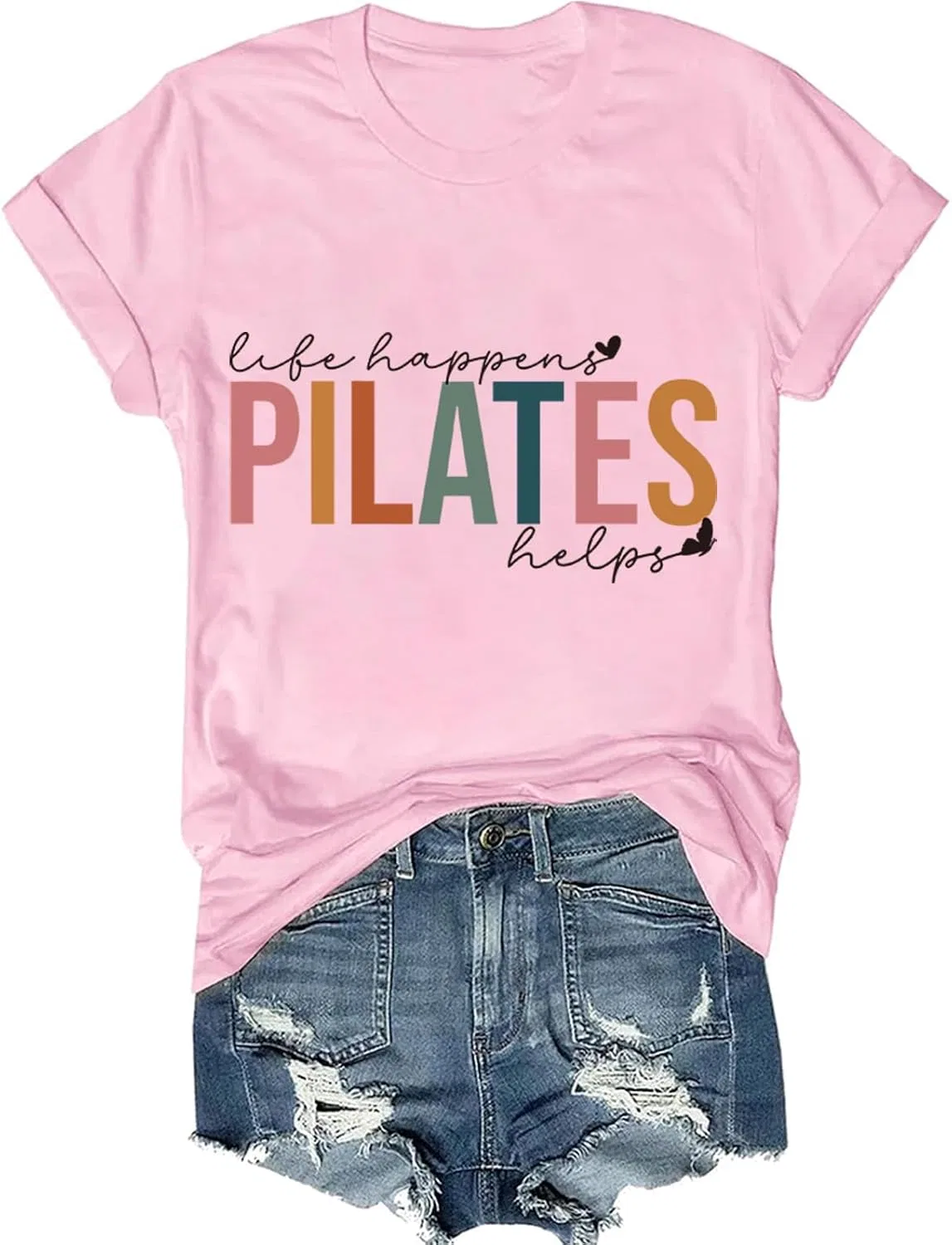 Футболка с принтом Pilates Life Happens, Pink