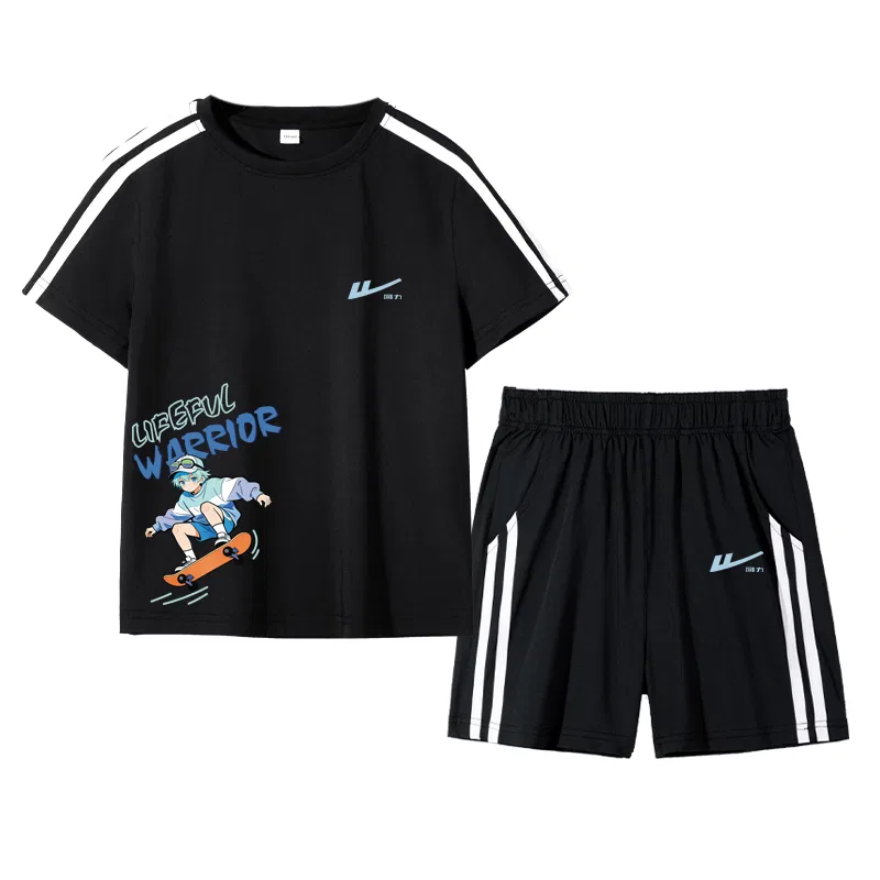 Детский спортивный комплект с принтом Navy Blue/H Hui Li Clear Blue K+H Dynamic Skateboard Bottom-Black/H Hui Li Clear Blue K WARRIOR — фото 3