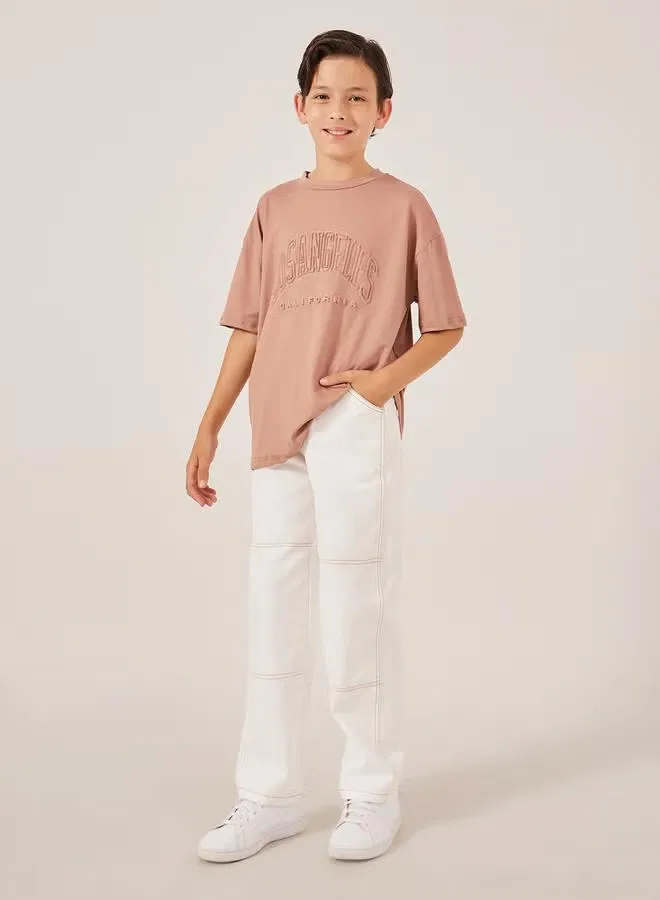 Styli Штаны с контрастной строчкой relaxed fit, белый — фото 2
