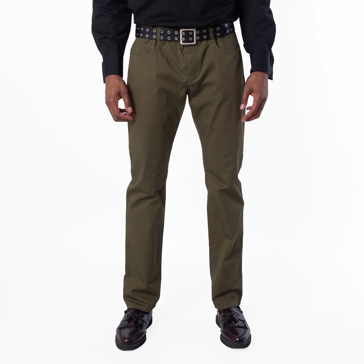 Брюки свободного кроя Relaxed Slim Cotton Pants Saint Laurent, Green
