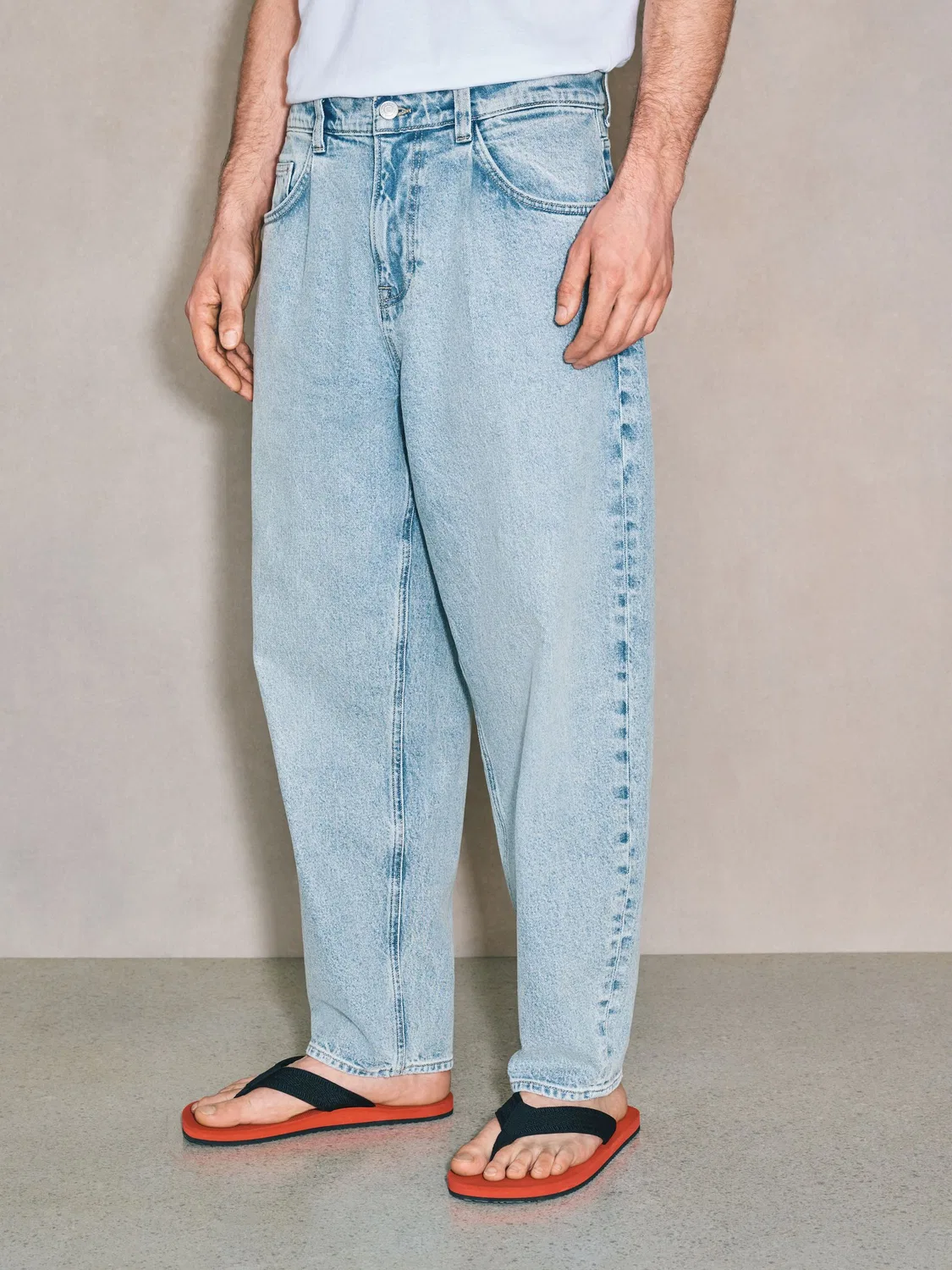 Джинсы Barrel Fit с защипами Next, Mid Blue