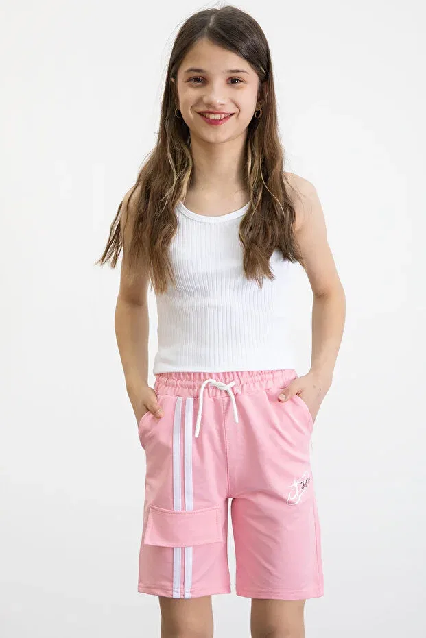Детские шорты для девочек с графическим принтом Cansın Mini, Pink