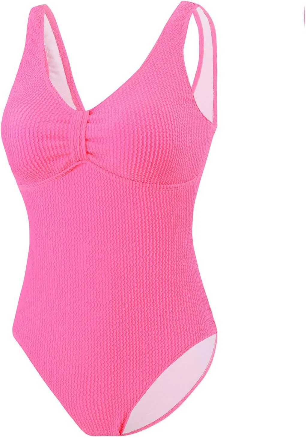 Женский цельный купальник с эффектом утяжки, текстурированный, Solid, Hot Pink — фото 3