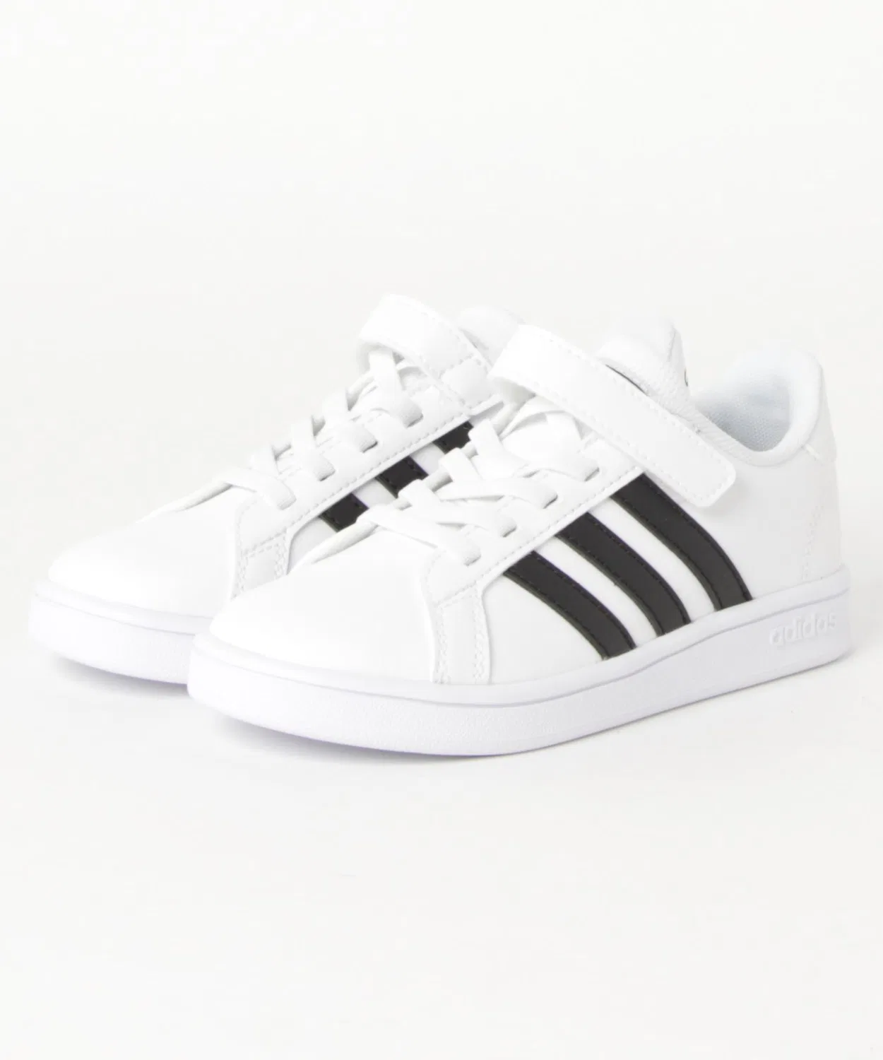 Детские кроссовки на липучках с тремя полосками GRANDCOURT C Adidas, Белый