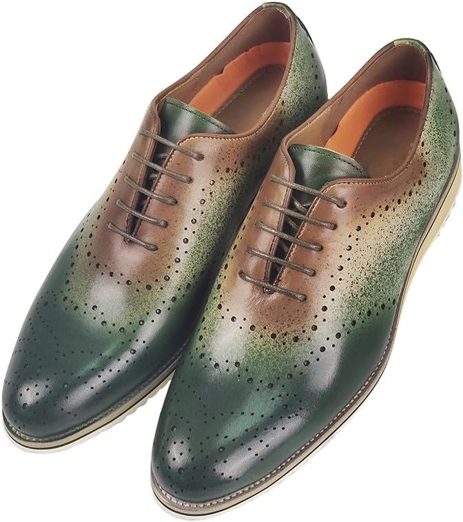 

Мужские оксфорды Santimon из кожи с ручной росписью - роскошные броги с крылами для бизнеса, свадеб и официальных мероприятий - классический итальянский дизайн, удобная и стильная обувь, зеленый
