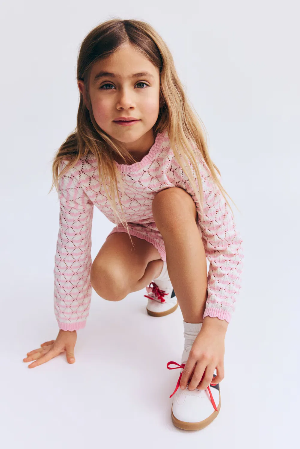 Комплект из 2 предметов, связанный ажурным узором H&M, Hellrosa/Gestreift — фото 3