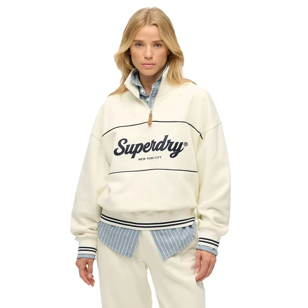 Худи Superdry Country Club Loose half zip, бежевый