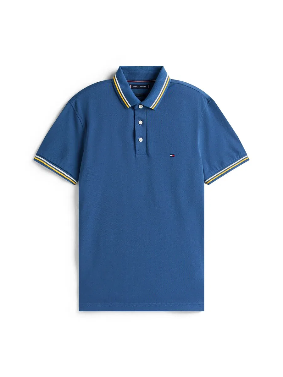 Рубашка TOMMY HILFIGER 'Slim Fit Tipped' синего цвета