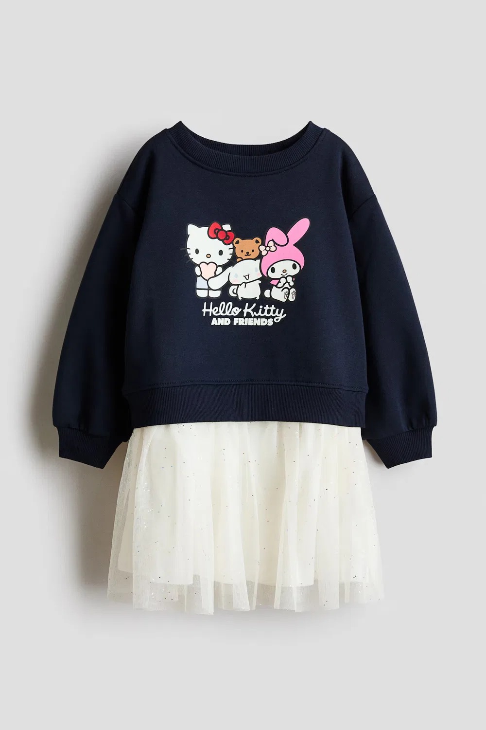 Платье-Толстовка с принтом и юбкой из тюля H&M, Marineblau/Sanrio
