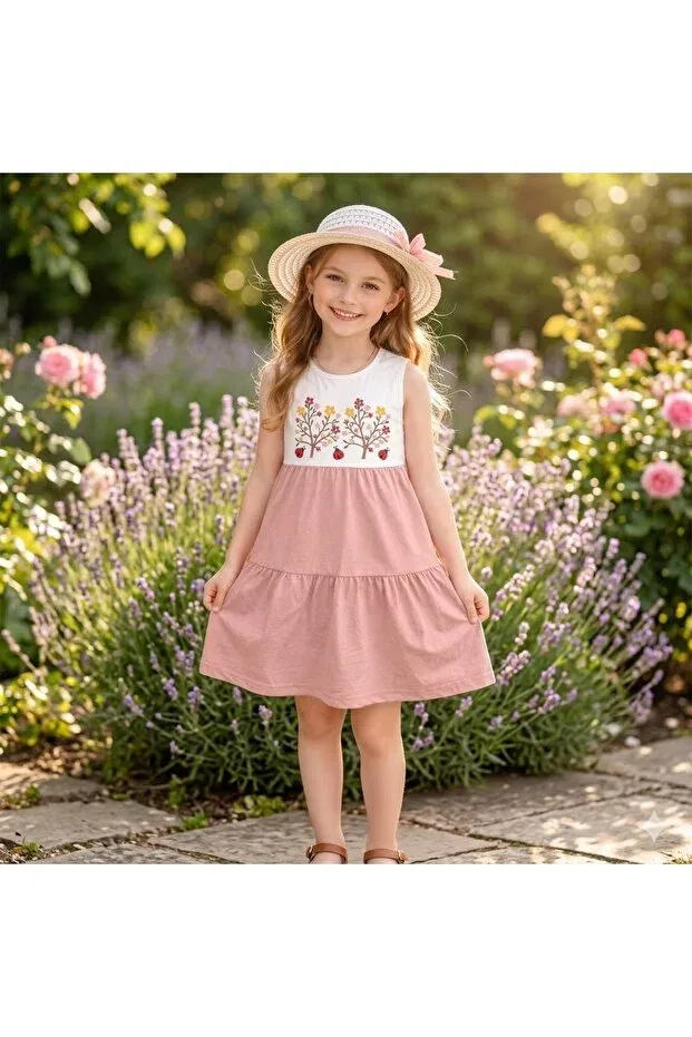Детское платье для девочек хлопковое Summer dress with hat Erca Home Tekstil Ürünleri, Orange