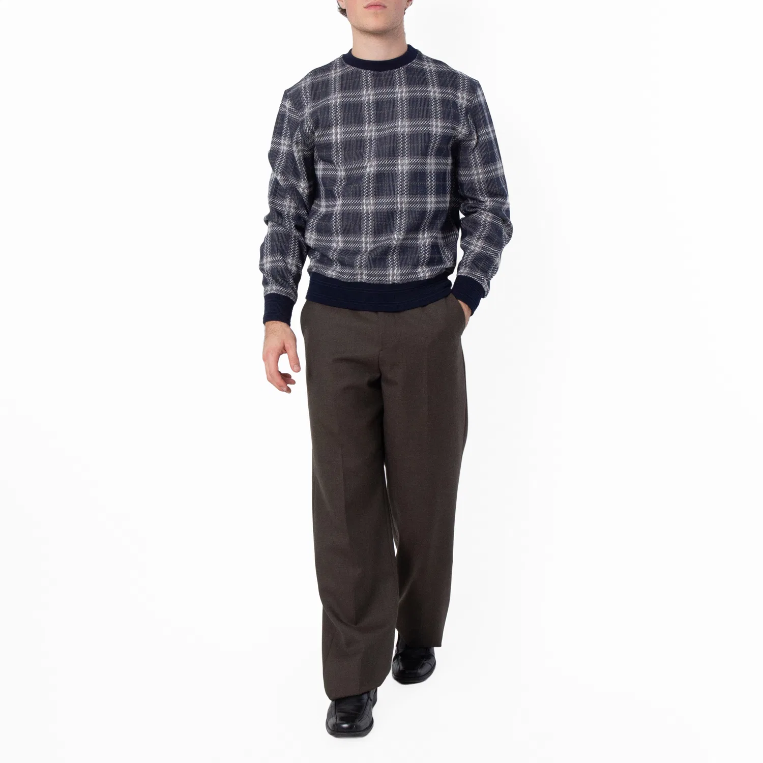 Свитер с принтом в клетку Checked Cotton-Blend Sweater Burberry, Indigo Ip Check — фото 4