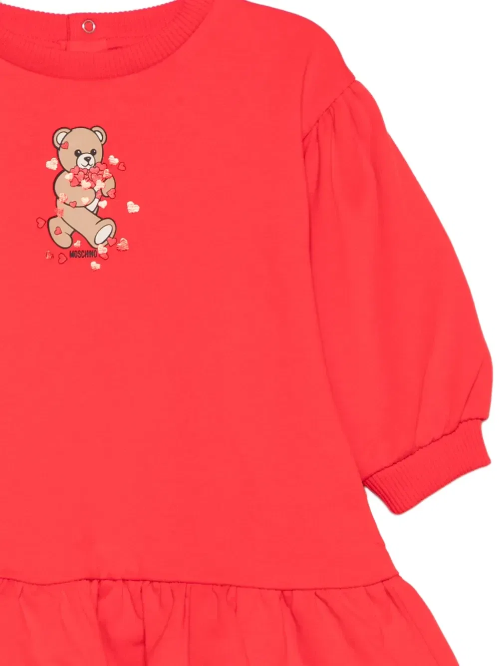 Платье с рюшами и медведем Тедди Moschino Kids, красный — фото 3