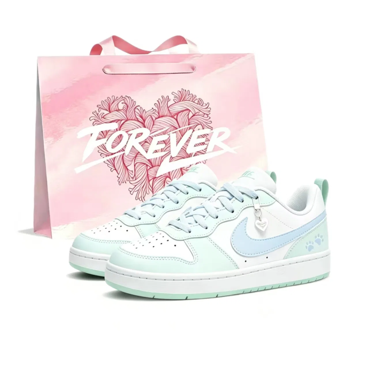 Детские скейтборд-кроссовки с низким верхом Nike Court Borough, White Blue Green