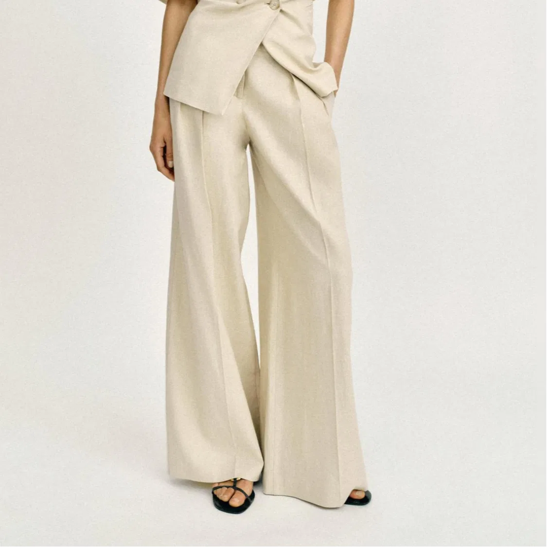 Женские брюки свободного кроя Light Beige ZARA — фото 4