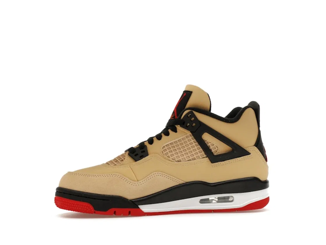 Детские кроссовки Lifestyle с цветовым блоком Jordan 4 Retro, Fire Red/Sesame/White/Starfish — фото 3