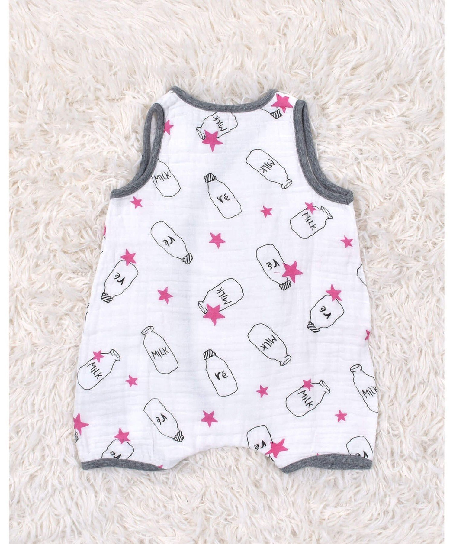 Комбинезон из марли с принтом по всей поверхности Fillot De Bebe Reduction, Milk bottle (pink)