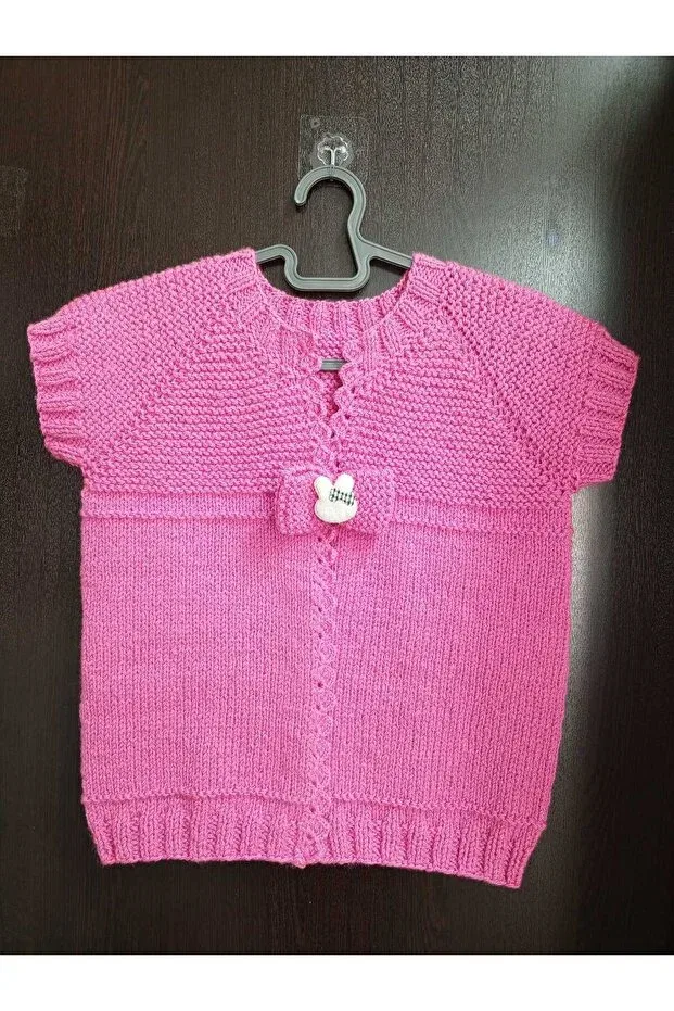 Детский кардиган без рукавов Hand knitted pink children's cardigan Esmasultan, Pink