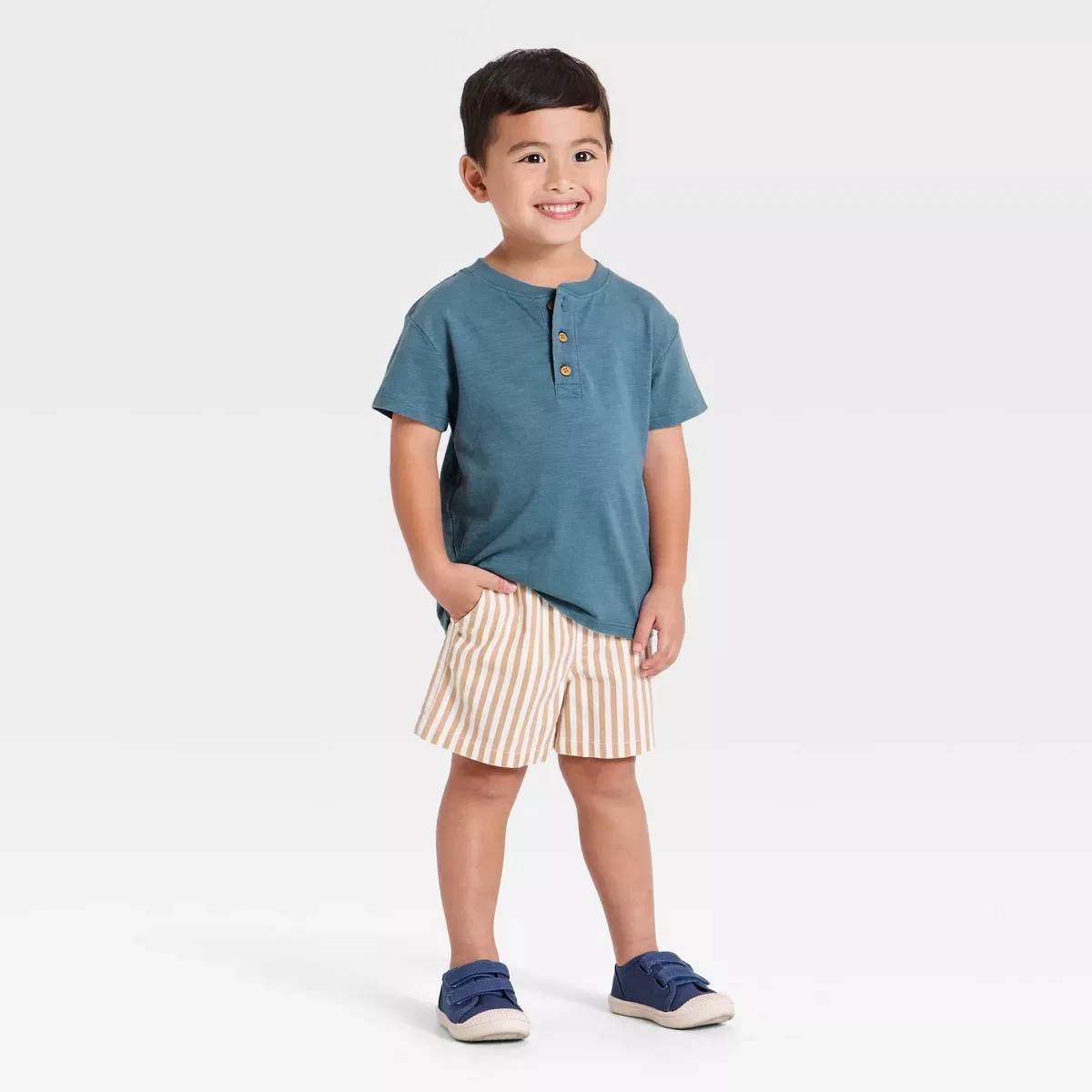 Детское хлопковое поло-свитшот с длинным рукавом INFANT/TODDLER BOY, Blue — фото 3
