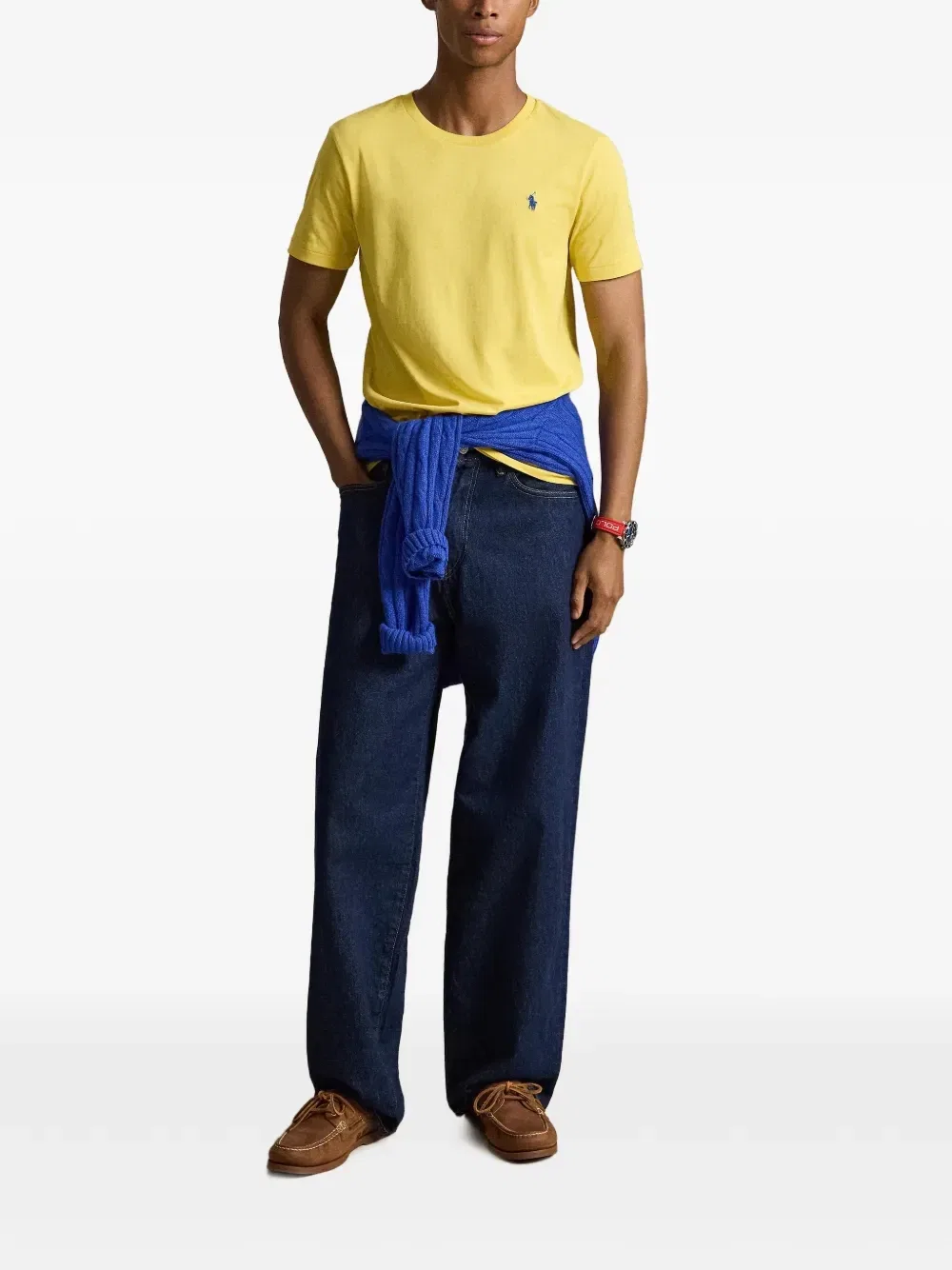 Футболка с круглым вырезом из джерси, приталенного кроя Custom Slim Fit Polo Ralph Lauren, желтый — фото 2