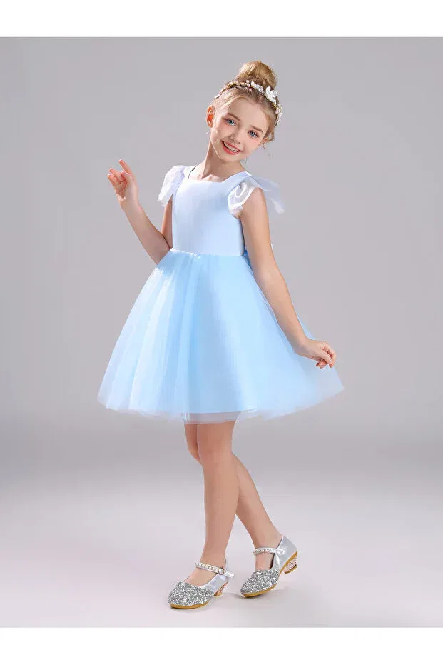 Детское платье для девочек с коротким рукавом eliz Madyabutik, Blue