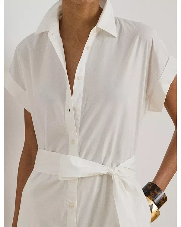 Женское хлопковое платье с вышивкой Eyelet Broadcloth Tiered Shirtdress Ralph Lauren, белый — фото 4