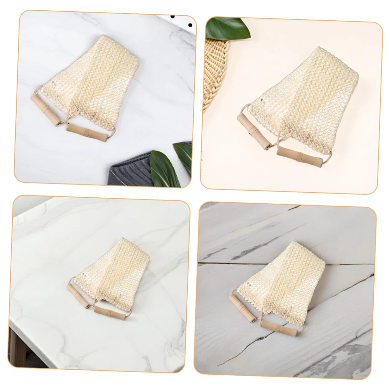 Мочалка для тела с деревянной ручкой, CALLARON, 2 шт, 55x11x2 см, Beige — фото 3